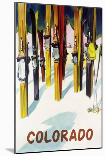 Colorado - Colorful Skis-Lantern Press-Mounted Art Print