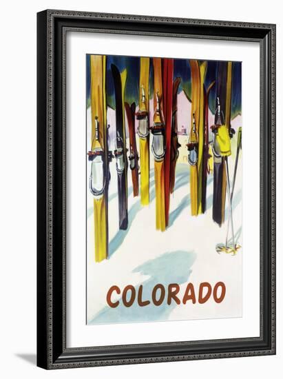 Colorado - Colorful Skis-Lantern Press-Framed Art Print