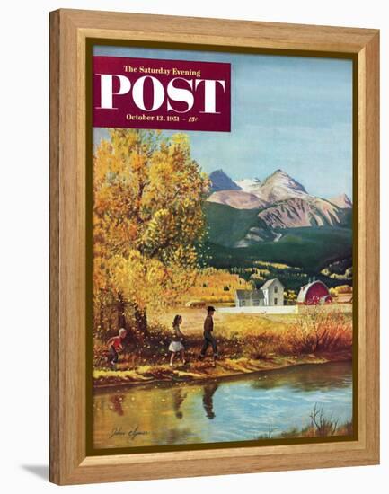 "Colorado Creek" Saturday Evening Post Cover, October 13, 1951-John Clymer-Framed Premier Image Canvas