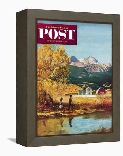 "Colorado Creek" Saturday Evening Post Cover, October 13, 1951-John Clymer-Framed Premier Image Canvas