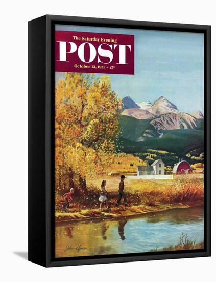 "Colorado Creek" Saturday Evening Post Cover, October 13, 1951-John Clymer-Framed Premier Image Canvas