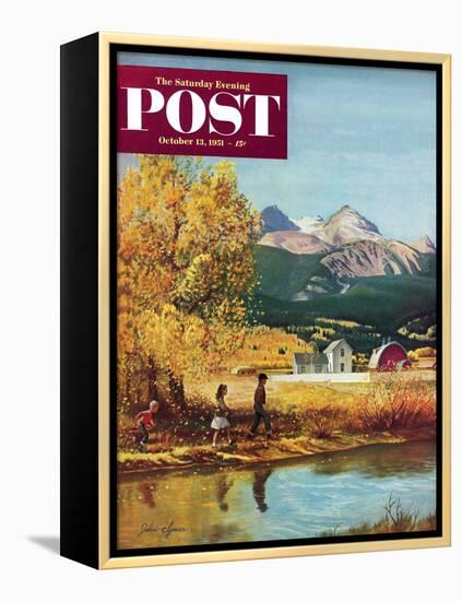 "Colorado Creek" Saturday Evening Post Cover, October 13, 1951-John Clymer-Framed Premier Image Canvas