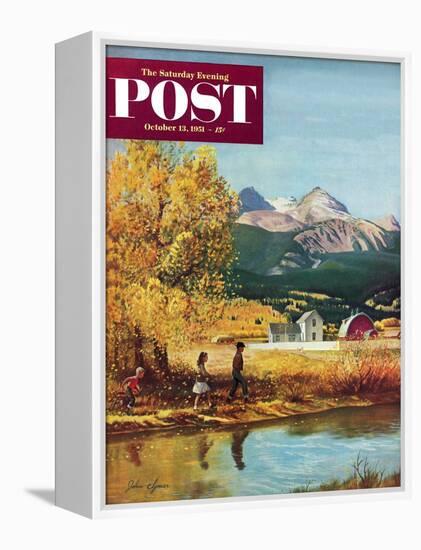 "Colorado Creek" Saturday Evening Post Cover, October 13, 1951-John Clymer-Framed Premier Image Canvas