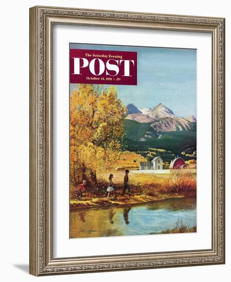 "Colorado Creek" Saturday Evening Post Cover, October 13, 1951-John Clymer-Framed Giclee Print