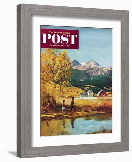 "Colorado Creek" Saturday Evening Post Cover, October 13, 1951-John Clymer-Framed Giclee Print