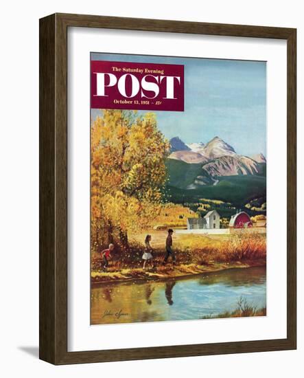 "Colorado Creek" Saturday Evening Post Cover, October 13, 1951-John Clymer-Framed Giclee Print