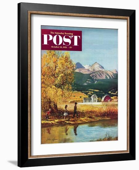 "Colorado Creek" Saturday Evening Post Cover, October 13, 1951-John Clymer-Framed Giclee Print