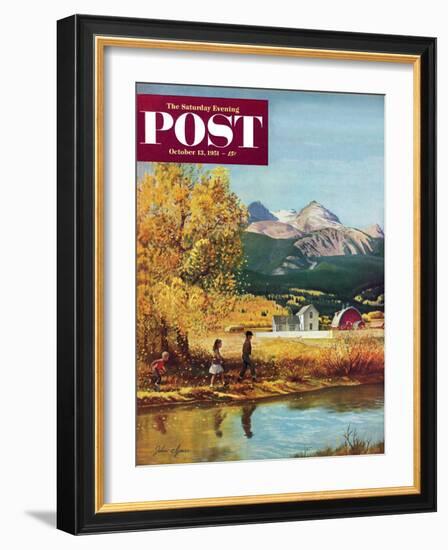 "Colorado Creek" Saturday Evening Post Cover, October 13, 1951-John Clymer-Framed Giclee Print