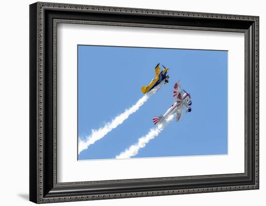 Colorado, Dillon. Biplanes Make Smoke at Air Show-Jaynes Gallery-Framed Photographic Print