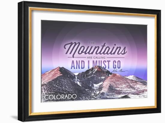 Colorado - John Muir - the Mountains are Calling - Sunset - Circle-Lantern Press-Framed Art Print