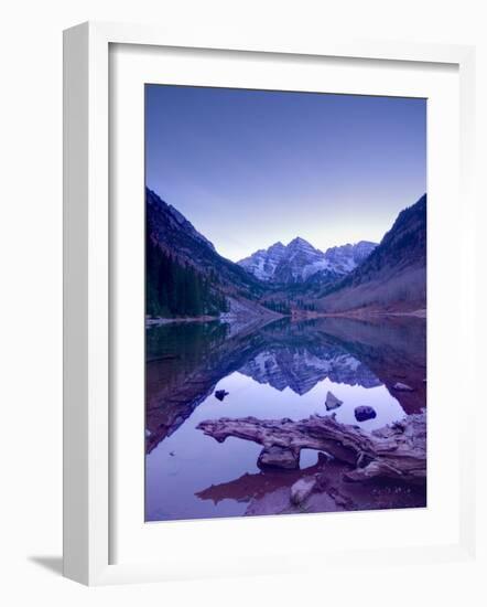 Colorado, Maroon Bells Mountain Reflected in Maroon Lake, USA-Alan Copson-Framed Photographic Print