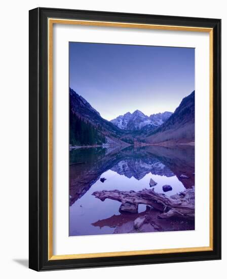 Colorado, Maroon Bells Mountain Reflected in Maroon Lake, USA-Alan Copson-Framed Photographic Print