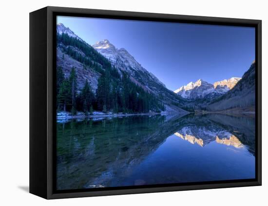 Colorado, Maroon Bells Mountain Reflected in Maroon Lake, USA-Alan Copson-Framed Premier Image Canvas