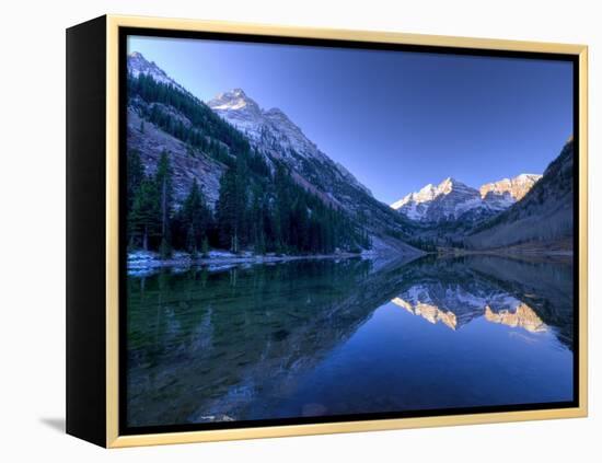 Colorado, Maroon Bells Mountain Reflected in Maroon Lake, USA-Alan Copson-Framed Premier Image Canvas