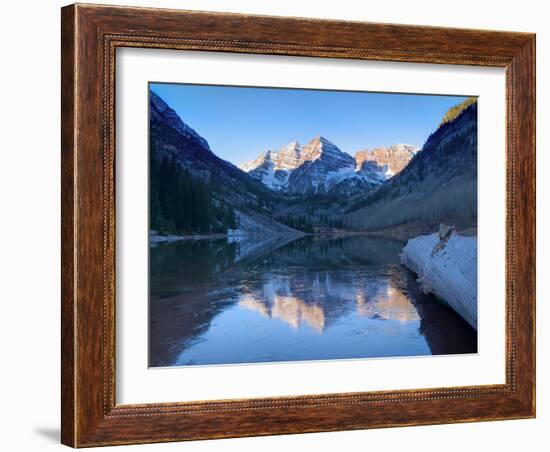 Colorado, Maroon Bells Mountain Reflected in Maroon Lake, USA-Alan Copson-Framed Photographic Print