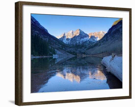 Colorado, Maroon Bells Mountain Reflected in Maroon Lake, USA-Alan Copson-Framed Photographic Print