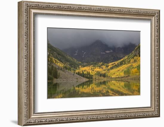 Colorado, Maroon Bells SP. Storm Clouds on Maroon Bells Mountains-Don Grall-Framed Photographic Print