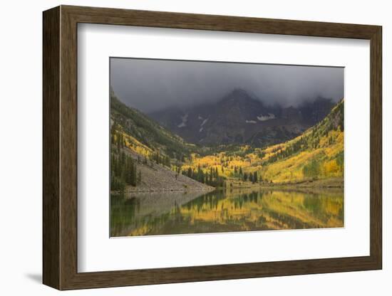 Colorado, Maroon Bells SP. Storm Clouds on Maroon Bells Mountains-Don Grall-Framed Photographic Print