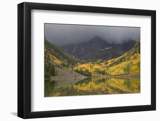 Colorado, Maroon Bells SP. Storm Clouds on Maroon Bells Mountains-Don Grall-Framed Photographic Print