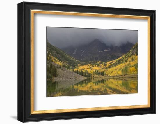 Colorado, Maroon Bells SP. Storm Clouds on Maroon Bells Mountains-Don Grall-Framed Photographic Print