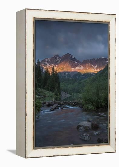 Colorado, Maroon Bells SP. Sunrise Storm Clouds on Maroon Bells Mts-Don Grall-Framed Premier Image Canvas