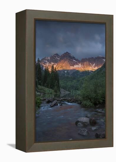 Colorado, Maroon Bells SP. Sunrise Storm Clouds on Maroon Bells Mts-Don Grall-Framed Premier Image Canvas