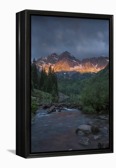 Colorado, Maroon Bells SP. Sunrise Storm Clouds on Maroon Bells Mts-Don Grall-Framed Premier Image Canvas