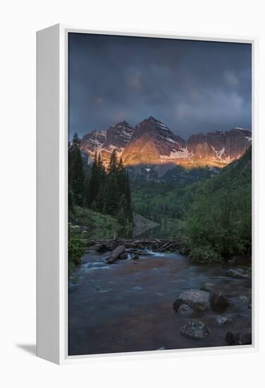 Colorado, Maroon Bells SP. Sunrise Storm Clouds on Maroon Bells Mts-Don Grall-Framed Premier Image Canvas