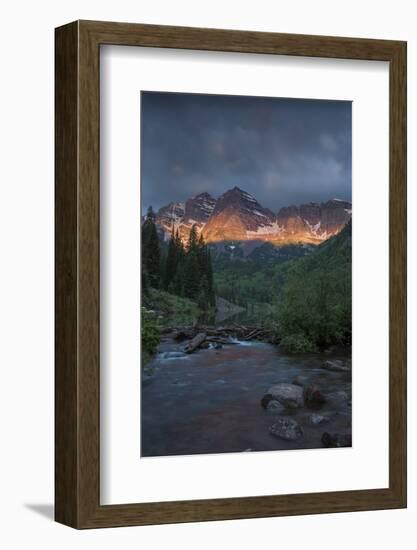 Colorado, Maroon Bells SP. Sunrise Storm Clouds on Maroon Bells Mts-Don Grall-Framed Photographic Print