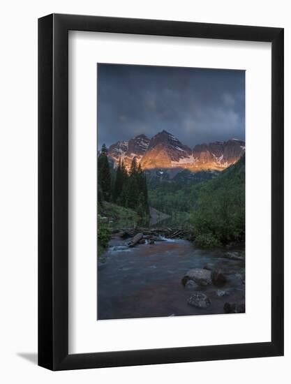 Colorado, Maroon Bells SP. Sunrise Storm Clouds on Maroon Bells Mts-Don Grall-Framed Photographic Print
