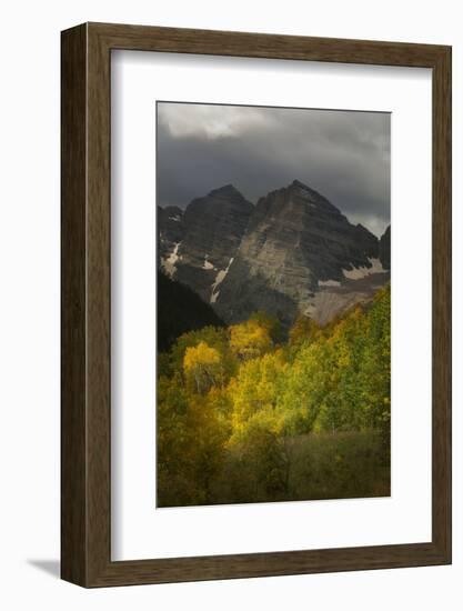 Colorado, Maroon Bells State Park. Storm over Maroon Bells Peaks-Don Grall-Framed Photographic Print