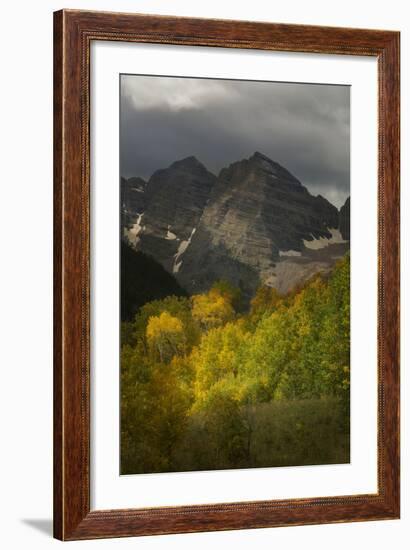 Colorado, Maroon Bells State Park. Storm over Maroon Bells Peaks-Don Grall-Framed Photographic Print