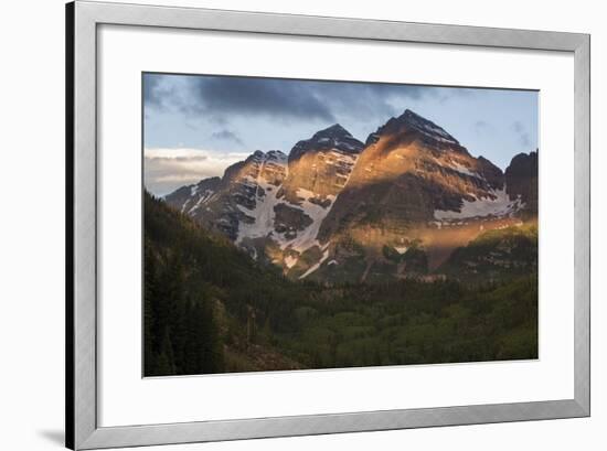 Colorado, Maroon Bells State Park. Sunrise on Maroon Bells Mountains-Don Grall-Framed Photographic Print