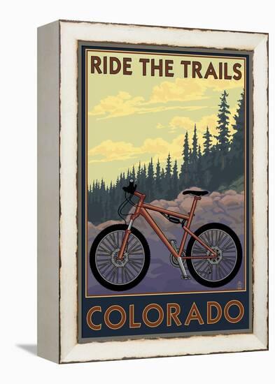 Colorado - Mountain Bike Scene-Lantern Press-Framed Stretched Canvas