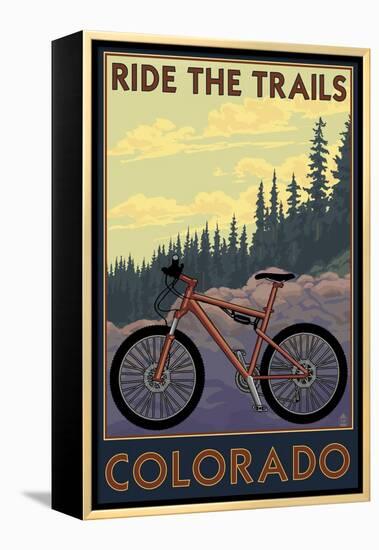 Colorado - Mountain Bike Scene-Lantern Press-Framed Stretched Canvas