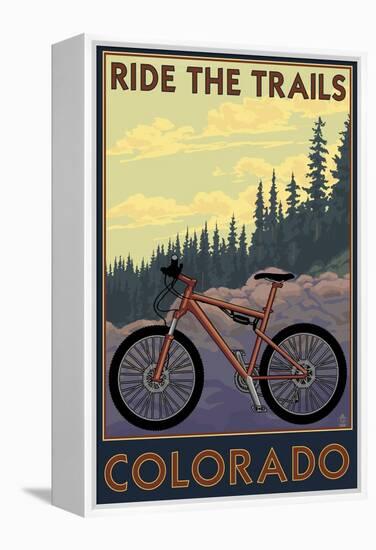 Colorado - Mountain Bike Scene-Lantern Press-Framed Stretched Canvas