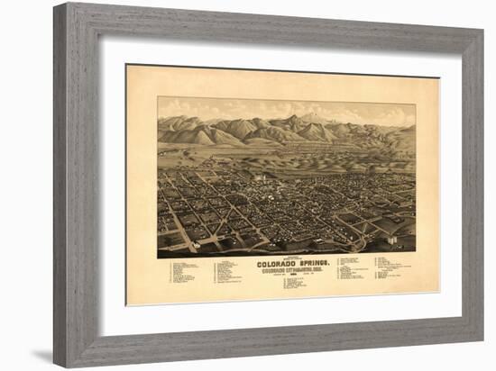 Colorado - Panoramic Map of Colorado Springs No. 1-Lantern Press-Framed Art Print