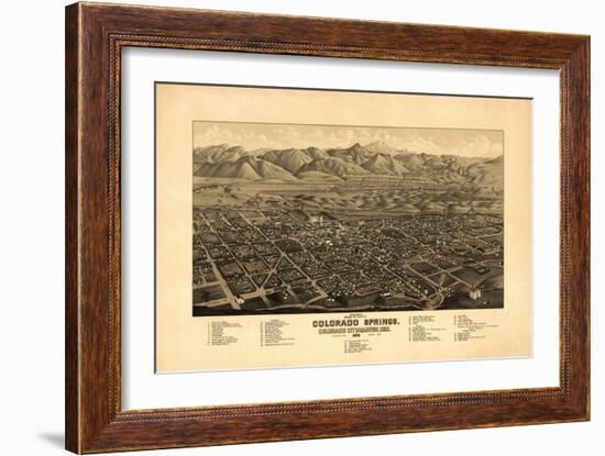 Colorado - Panoramic Map of Colorado Springs No. 1-Lantern Press-Framed Art Print