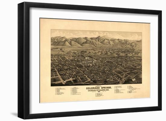 Colorado - Panoramic Map of Colorado Springs No. 1-Lantern Press-Framed Art Print