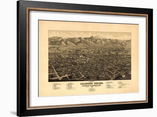 Colorado - Panoramic Map of Colorado Springs No. 1-Lantern Press-Framed Art Print