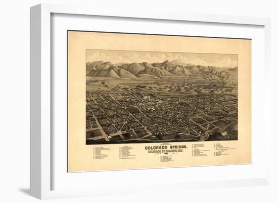 Colorado - Panoramic Map of Colorado Springs No. 1-Lantern Press-Framed Art Print