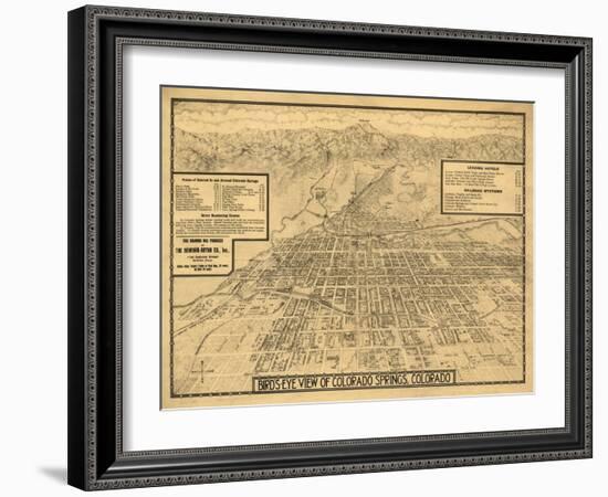 Colorado - Panoramic Map of Colorado Springs No. 3-Lantern Press-Framed Art Print