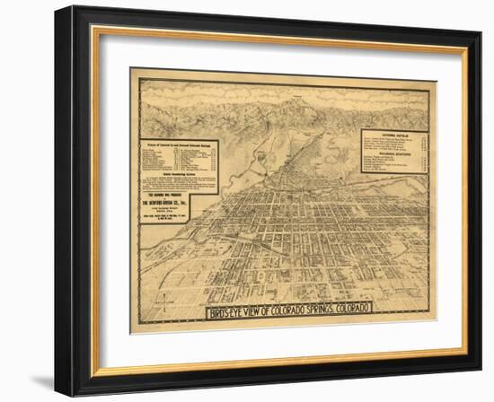Colorado - Panoramic Map of Colorado Springs No. 3-Lantern Press-Framed Art Print