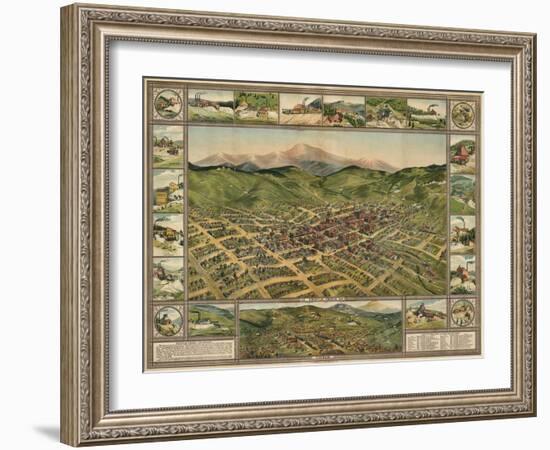 Colorado - Panoramic Map of Cripple Creek No. 2-Lantern Press-Framed Art Print