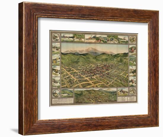 Colorado - Panoramic Map of Cripple Creek No. 2-Lantern Press-Framed Art Print