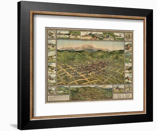 Colorado - Panoramic Map of Cripple Creek No. 2-Lantern Press-Framed Art Print