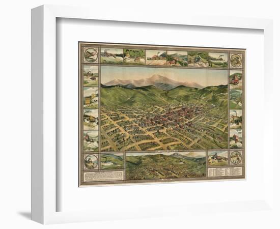 Colorado - Panoramic Map of Cripple Creek No. 2-Lantern Press-Framed Art Print