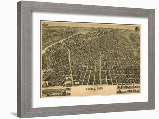 Colorado - Panoramic Map of Denver No. 3-Lantern Press-Framed Art Print