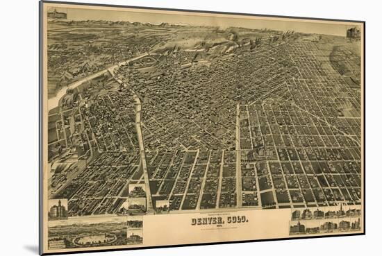 Colorado - Panoramic Map of Denver No. 3-Lantern Press-Mounted Art Print