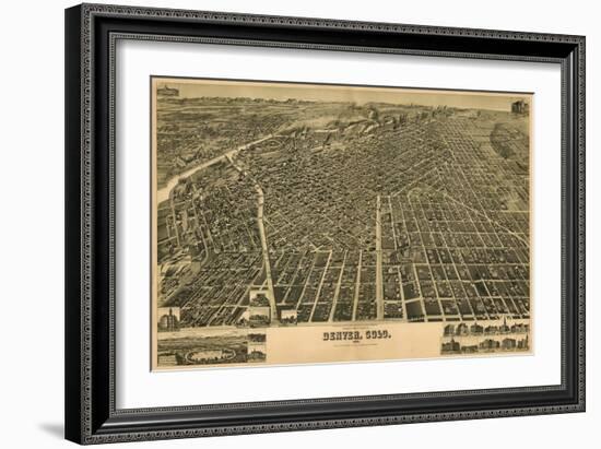 Colorado - Panoramic Map of Denver No. 3-Lantern Press-Framed Art Print